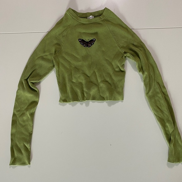 Green - Garage Long Sleeved Cropped Top - Medium - Picture 4 of 11